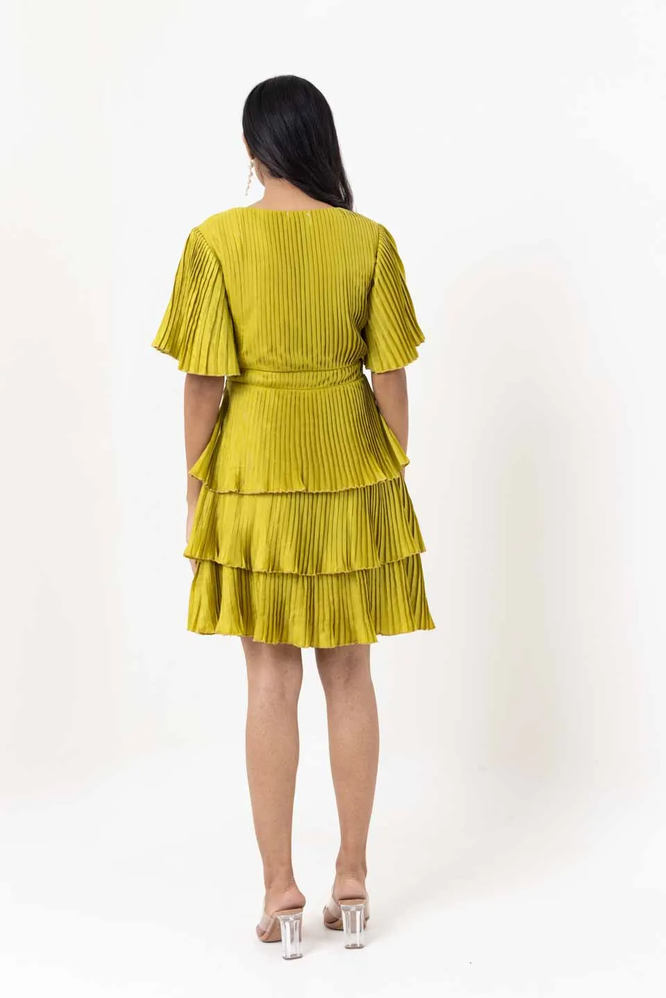 Pleats please party dress green