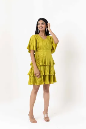 Pleats please party dress green