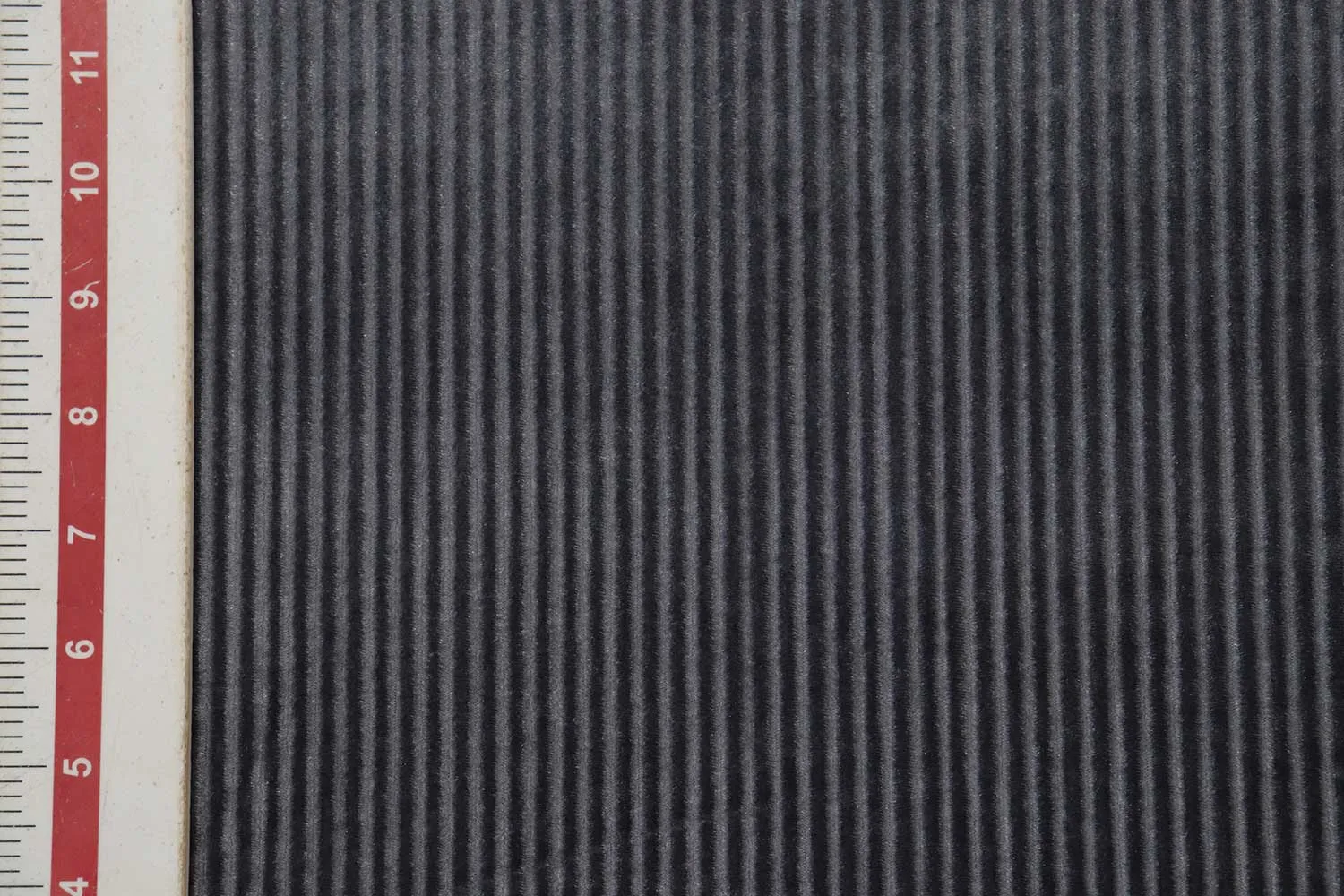 Precut of 1.5 Meters of Grey Pleated Velour Velvet Fabric