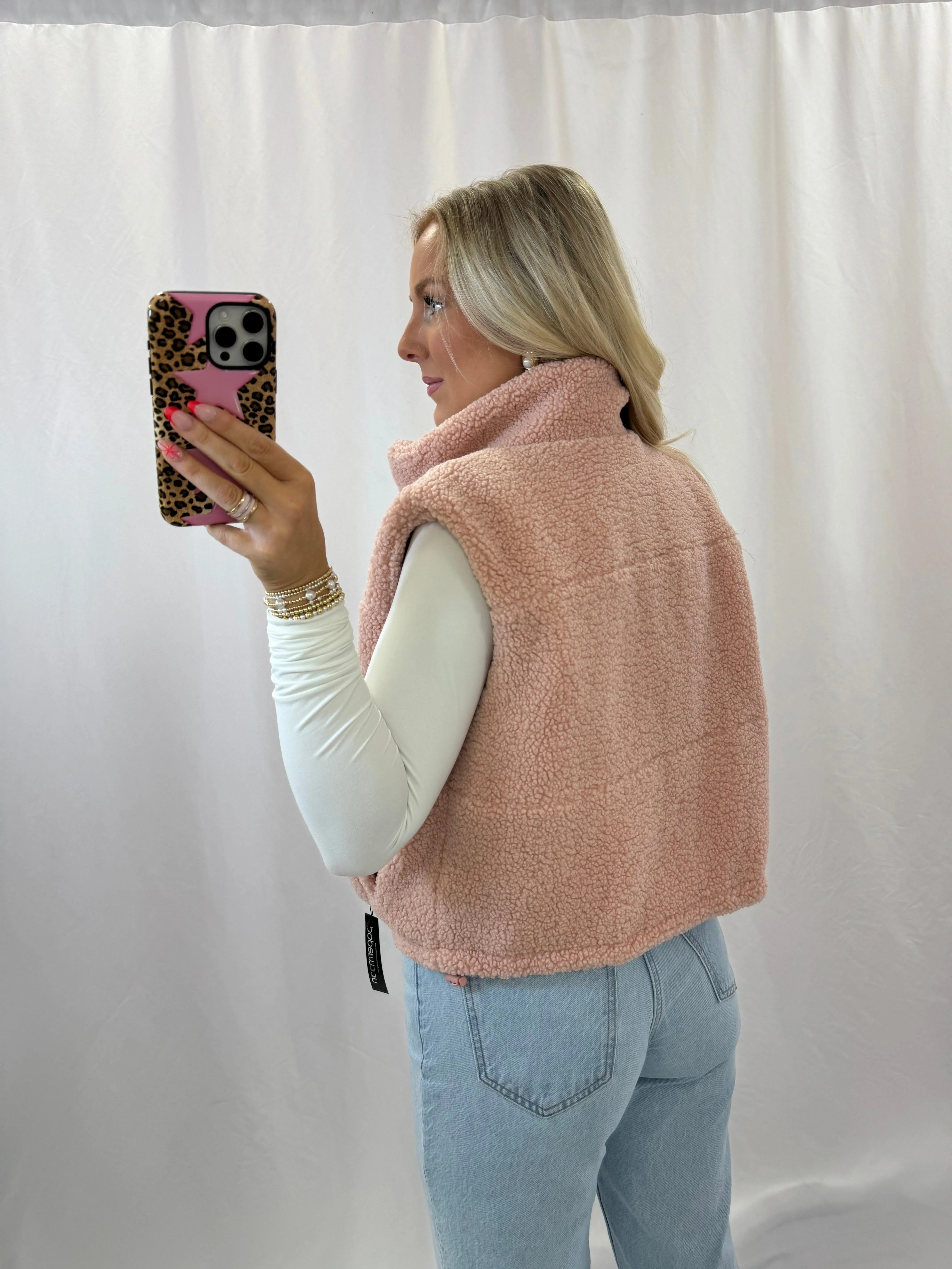 REVERSIBLE Pink Teddy Vest