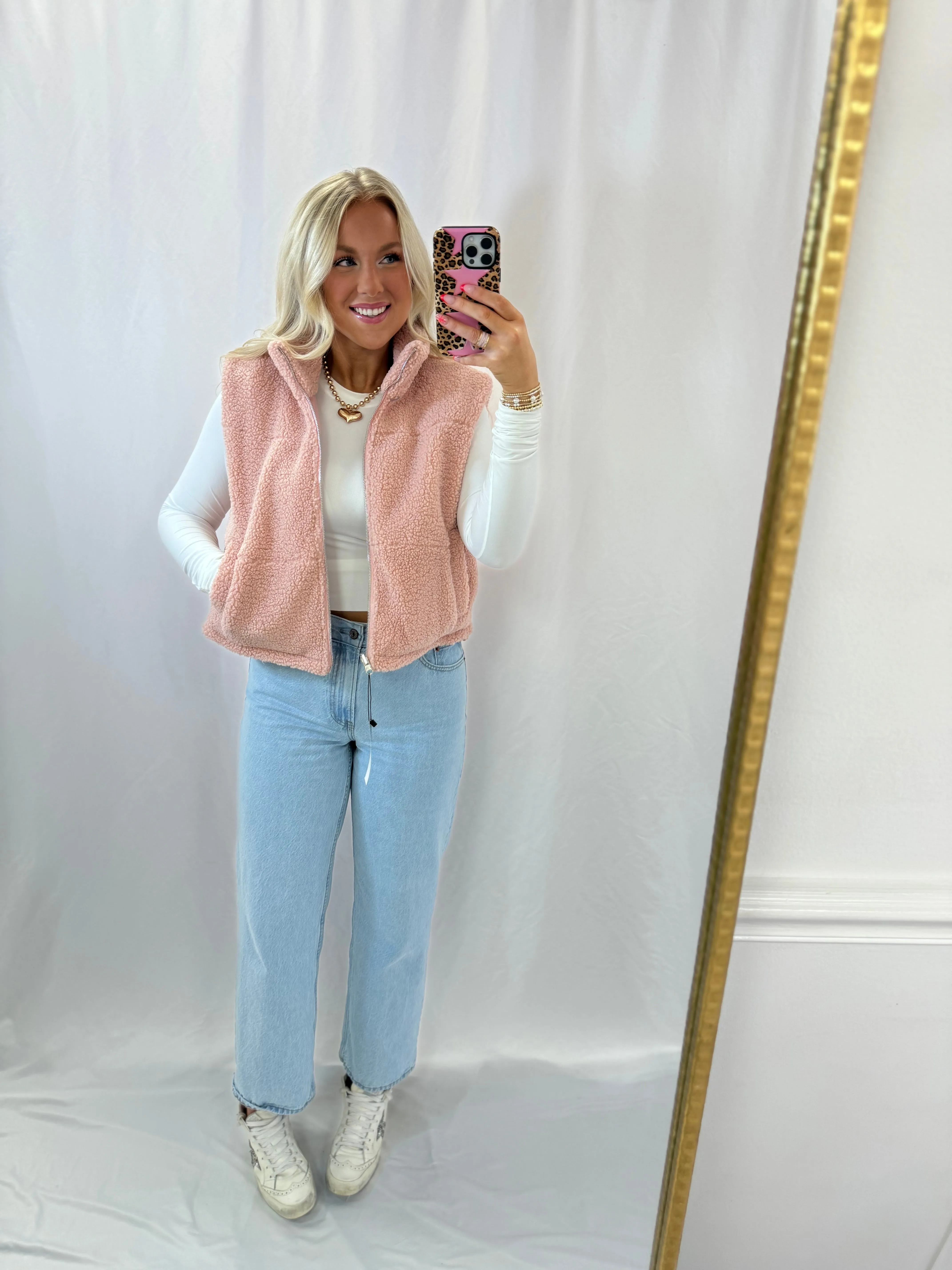 REVERSIBLE Pink Teddy Vest