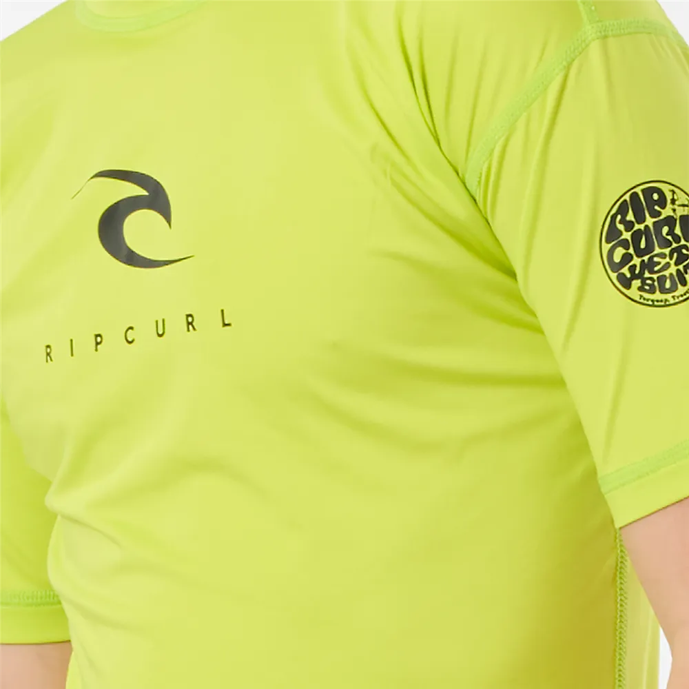 Rip Curl Boys Corp S/S Rash Vest - Lime