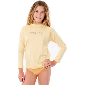 Rip Curl Girls Golden Rays Long Sleeve Rash Vest - Light Yellow