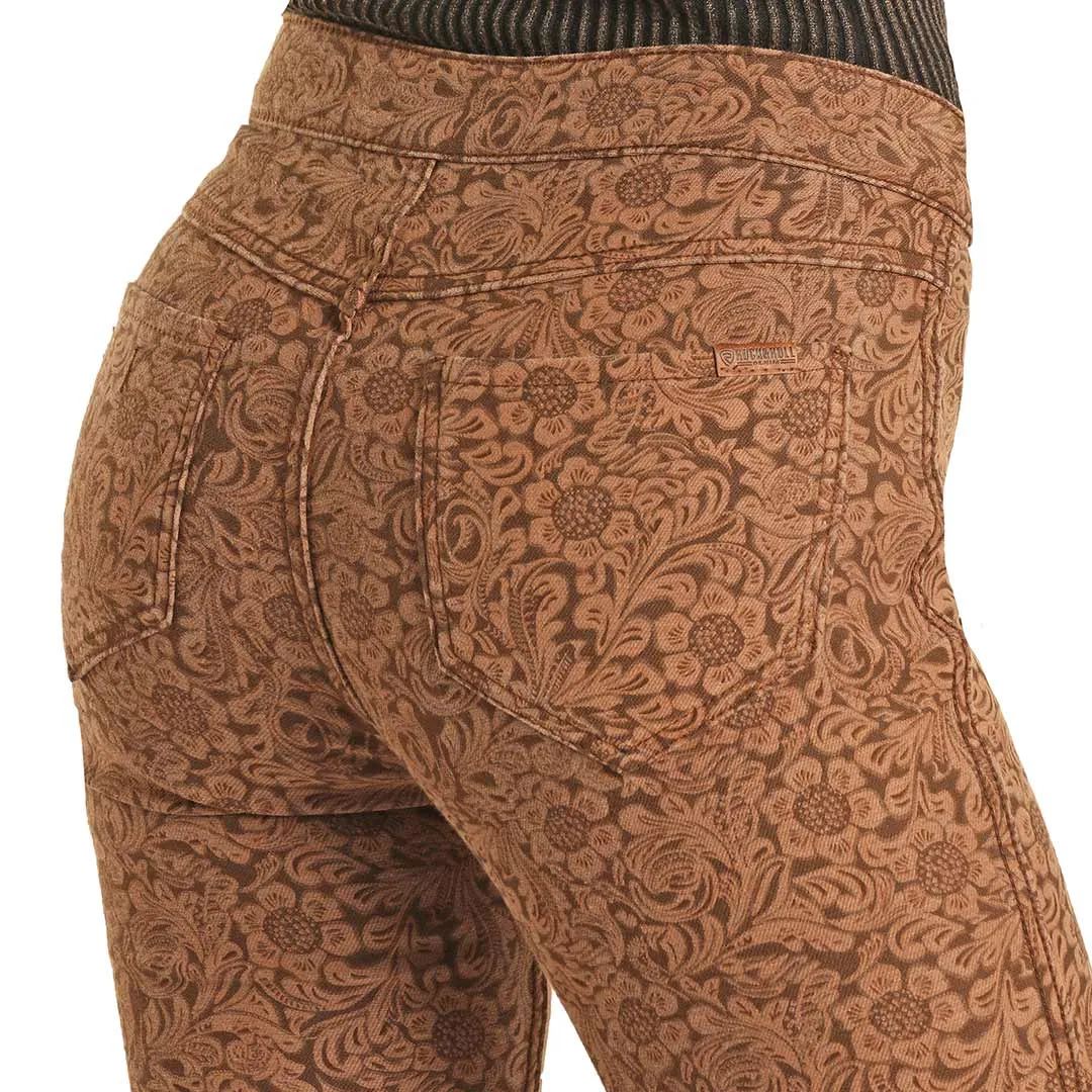 Rock & Roll Denim Women's Reversible Floral High Rise Extra Stretch Flare Leg Jeans