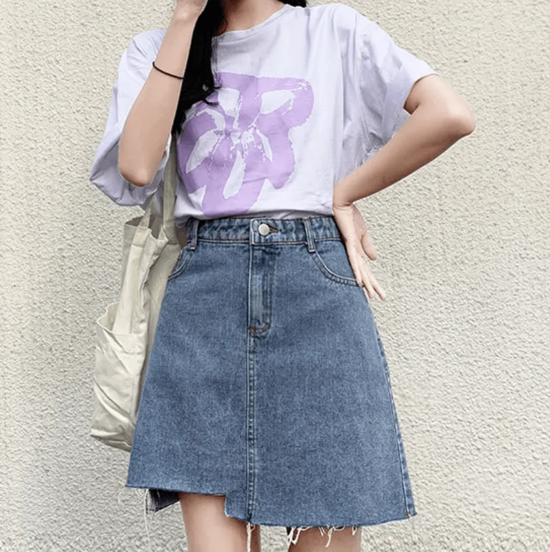Sexy Denim High Waist A Line Mini Skirts