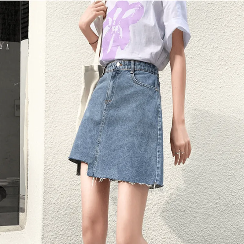 Sexy Denim High Waist A Line Mini Skirts