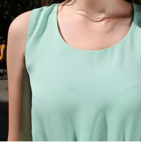 Sleeveless Pleated Knee-length Tank Chiffon Dress