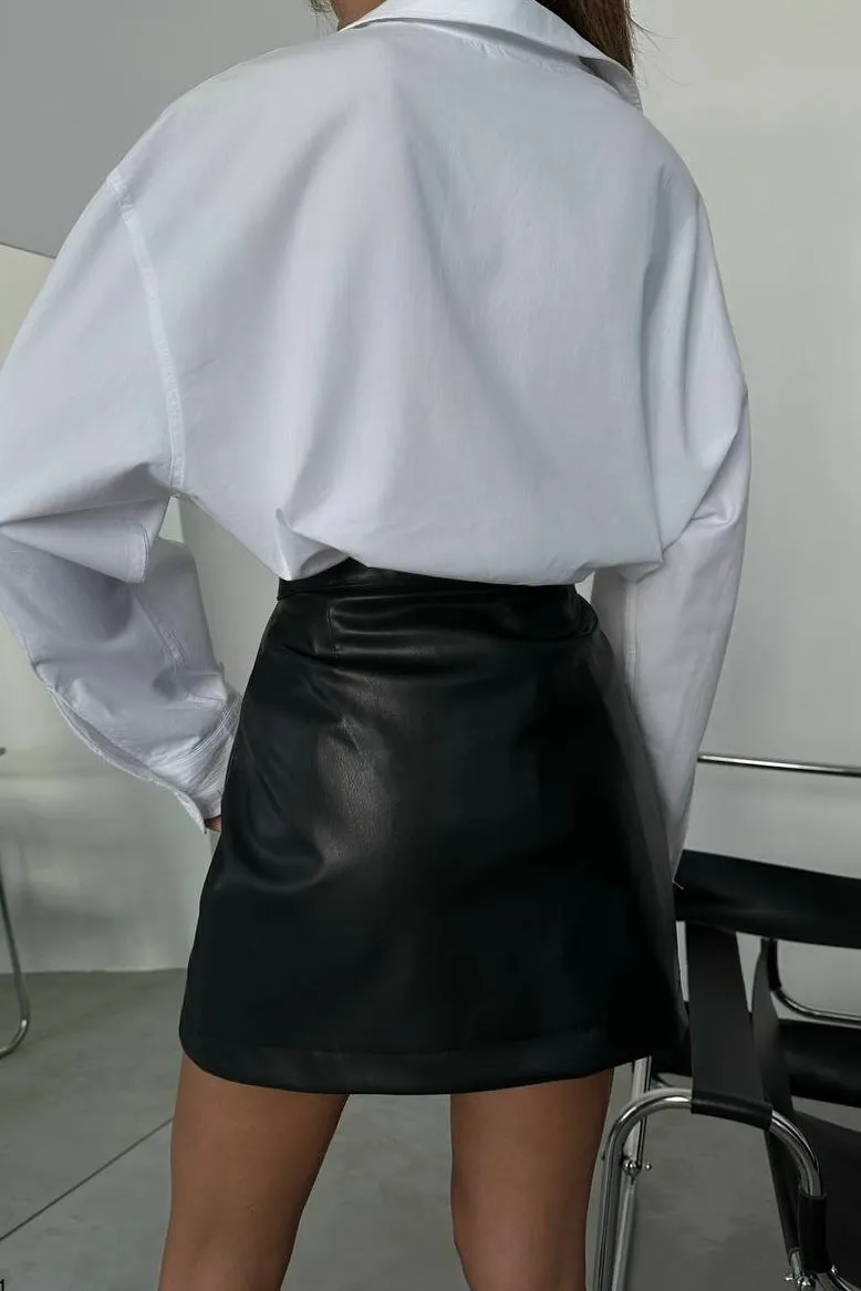 Upside Down Zipper Leather Skirt