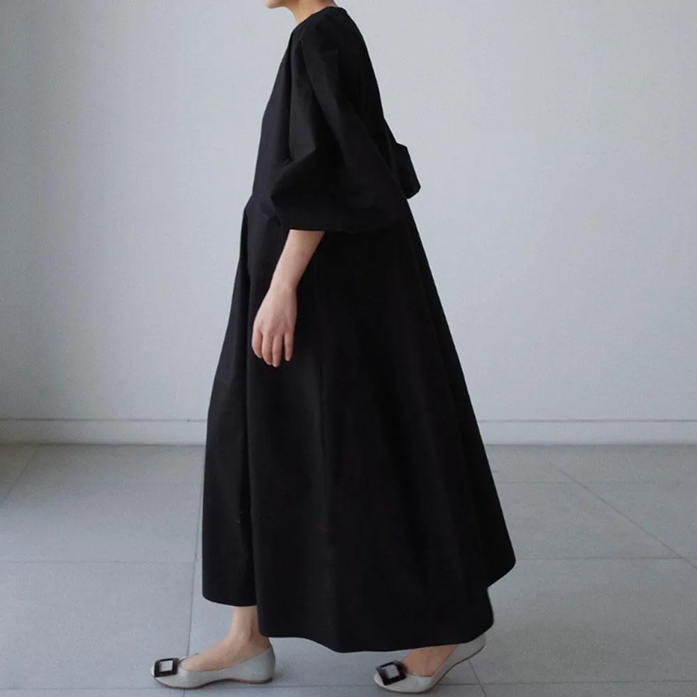 V-Neck Ballon Design Maxi Dress