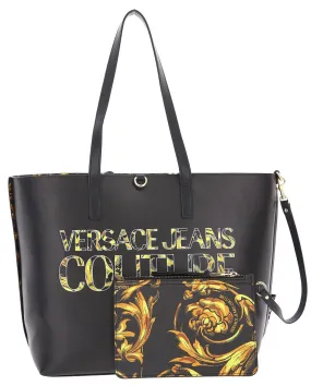 Versace Jeans Couture Black/Gold  Floral Reversible Signature Shopper Tote Bag