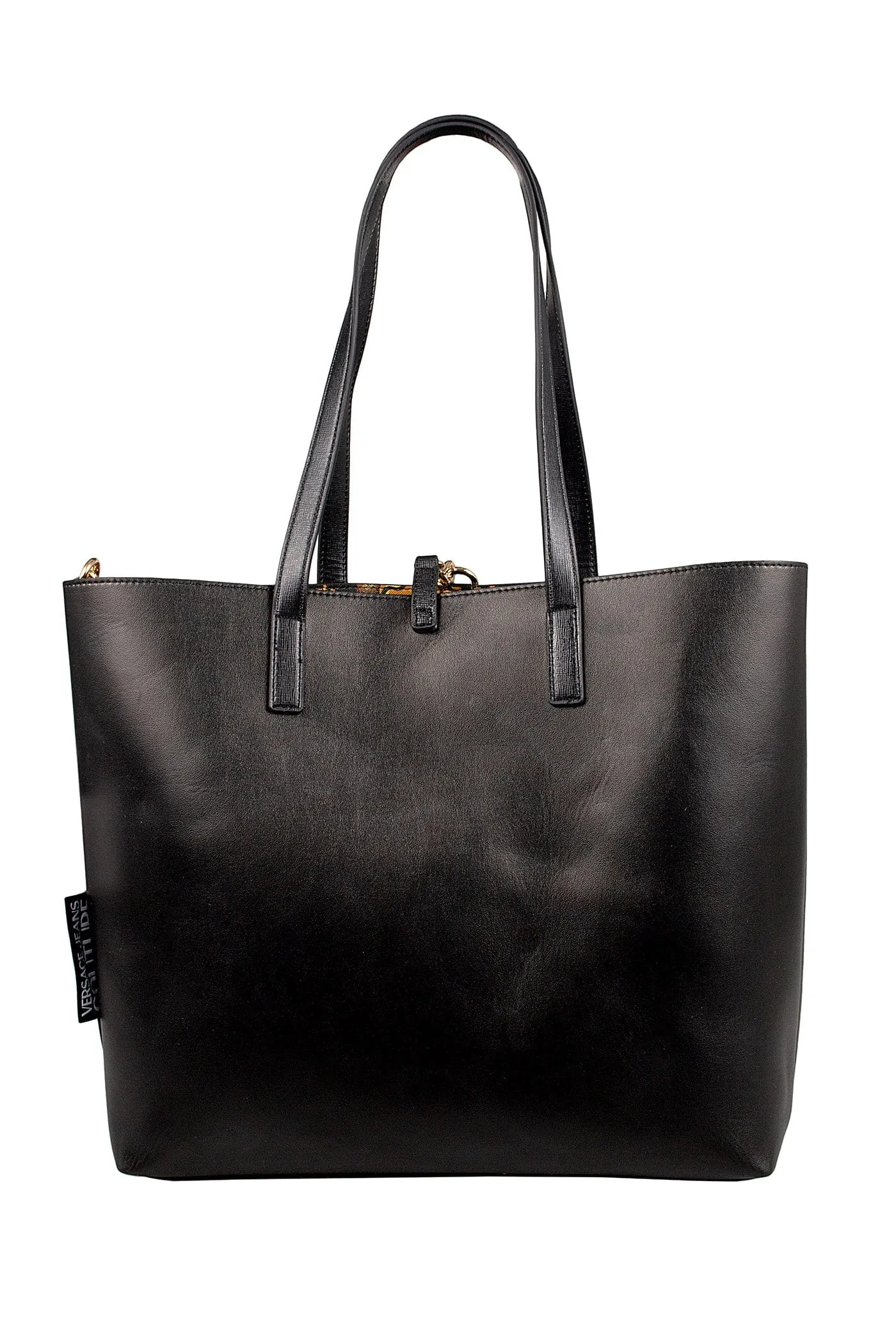 Versace Jeans Couture Black/Gold  Floral Reversible Signature Shopper Tote Bag