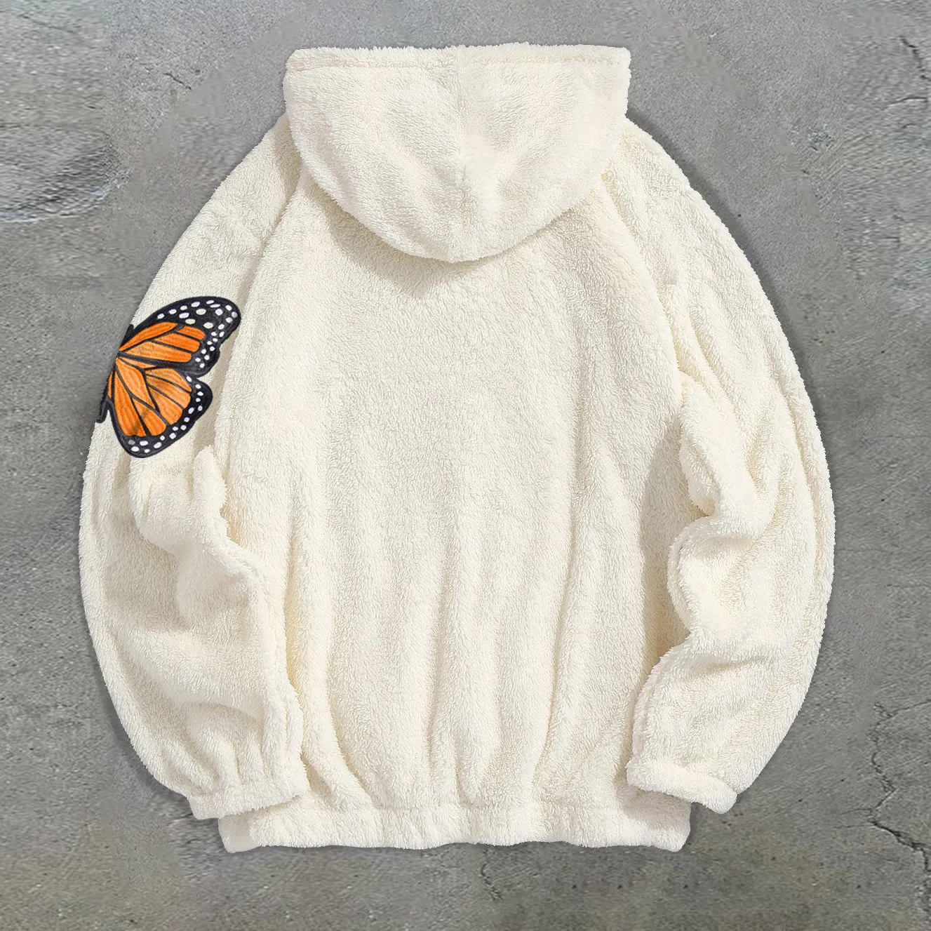 Vintage Butterfly Slouchy Print Plush Hoodies