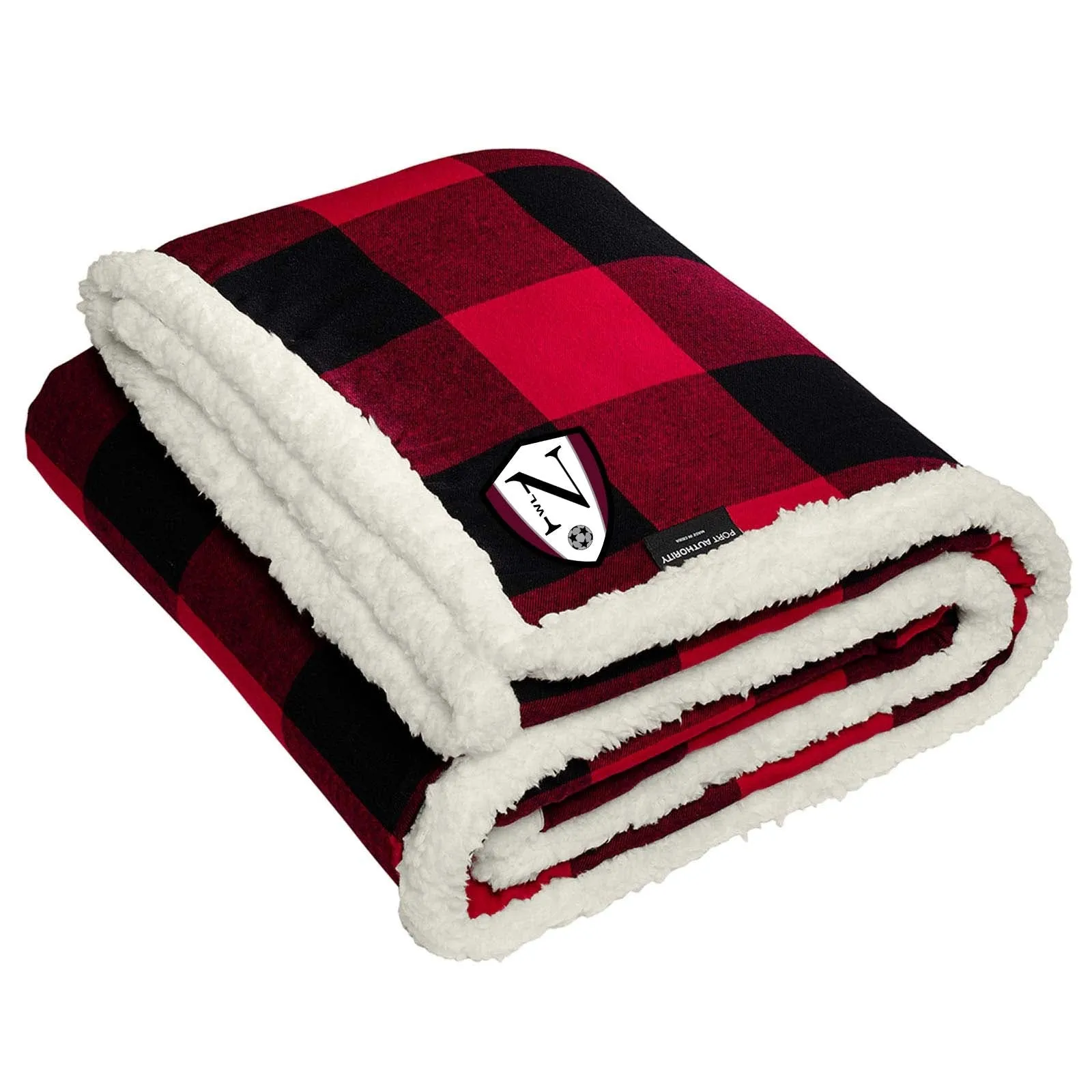 Walled Lake Women's Soccer Port Authority ® Flannel Sherpa Blanket Embroidery