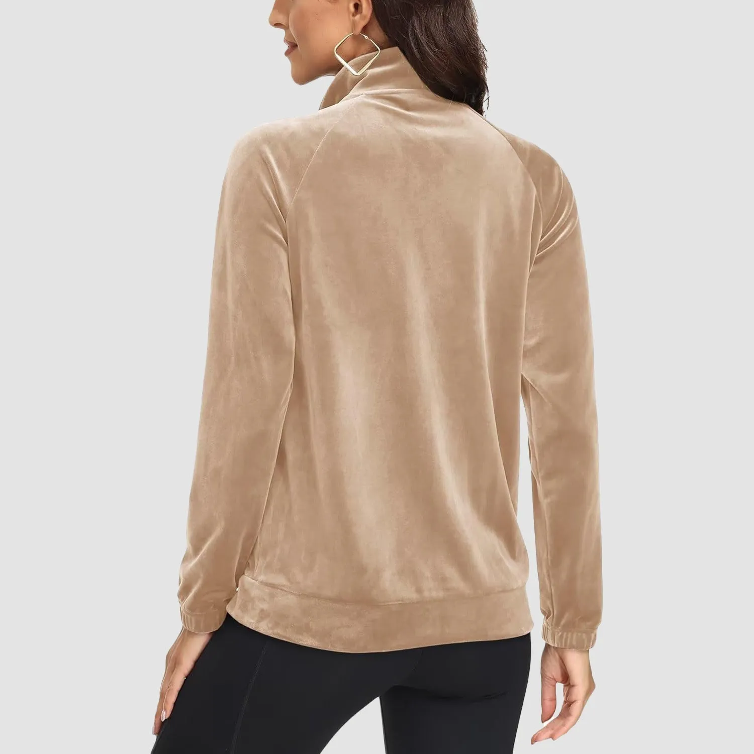 Women's Velour Jackets Full Zip Up Fleece Jacket With Zipper Pockets Soft Winter Jackets